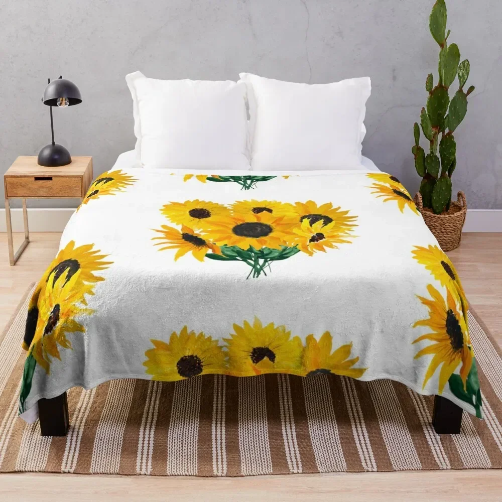 

Painted sunflower bouquet Throw Blanket For Baby Retros Soft Big Blankets