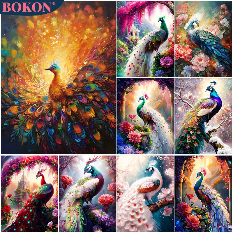 

Animal 5D Diamond Painting Colorful Peacock Garden Full Diamond Mosaic Diamond Embroidery Kit DIY Rhinestone Home Art Decoration