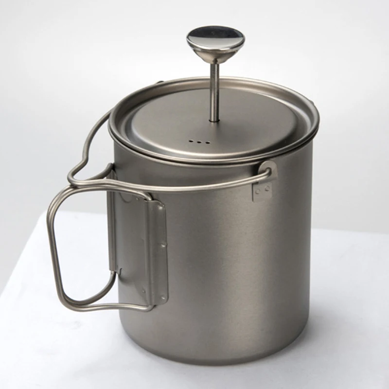 

650Ml Titanium Foldable Handle Camping Coffee Machine Tea Press