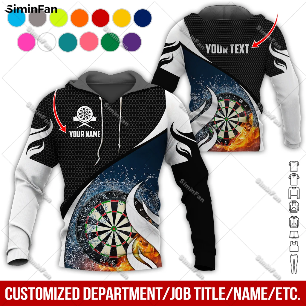 Custom Text Ice Fire Dartsboard Colorful Mens Hoodies 3D Printed Male Pullovers Coats Jacket Unisex Long Sleeve Shirt Female Top