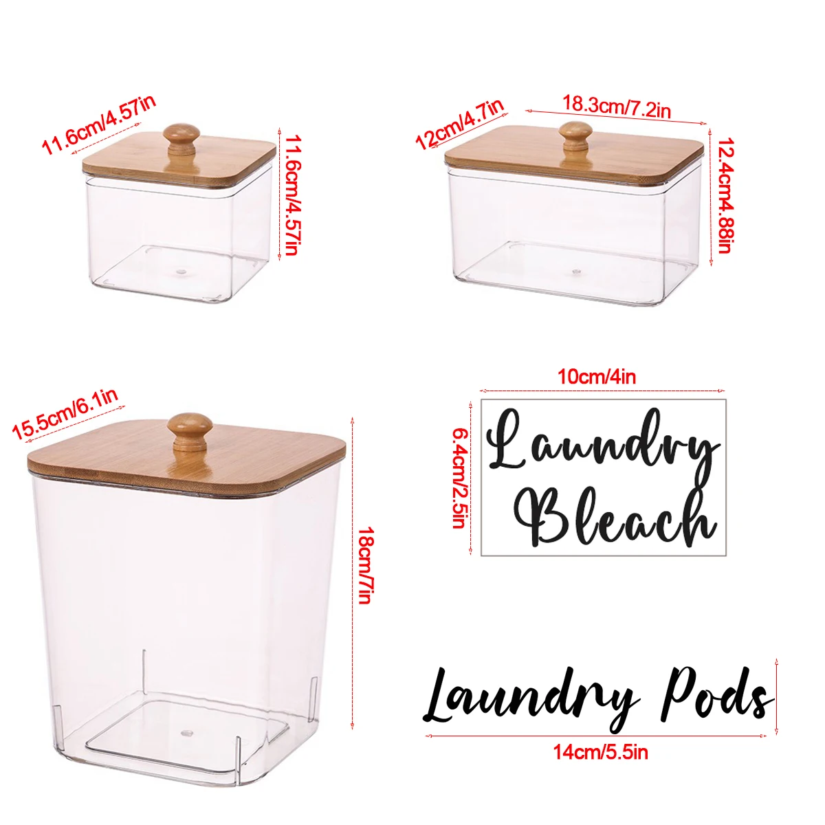 Laundry Pods Container Plastic Storage Box for Laundry Beads Boost Scent Lanudry Powder DispenerBin with Bamboo Lid