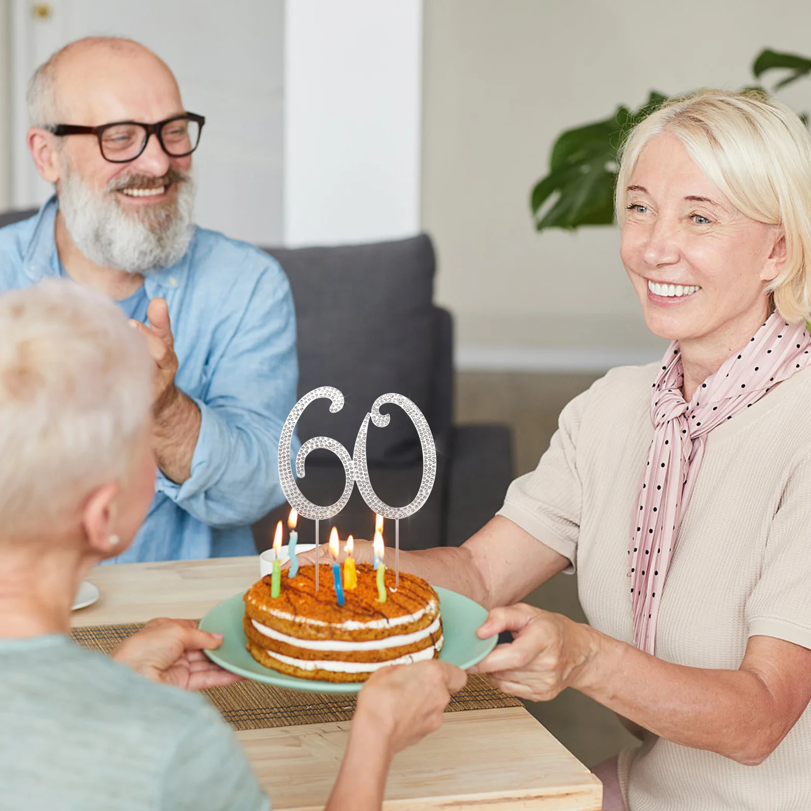 

60 Number Anniversary Alloy Durable Birthday Anniversary Birthday Cake Topper Number Cake Topper Decoration