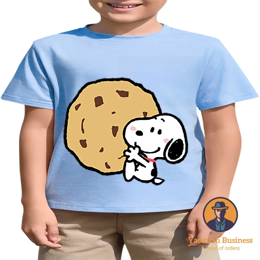

High Quality Pure Cotton Snoopy Crew Neck T Shirt Summer Cool Breathable Sports Hot Sale