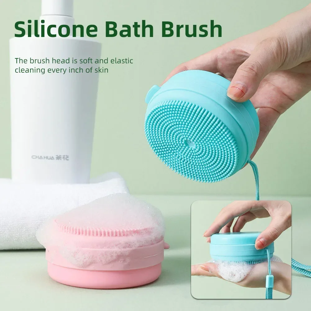 Cepillo de baño portátil para colgar, depurador corporal, estuche de jabón, cepillo de silicona, cepillo táctil para masaje de pelo