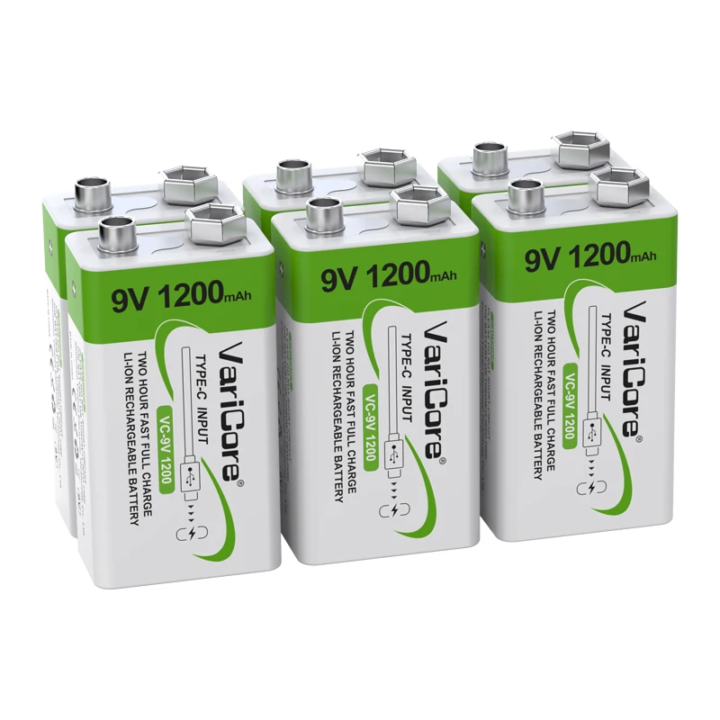 VariCore 9 فولت 1200 مللي أمبير USB بطارية ليثيوم قابلة للشحن 6F22 لعبة ميكروفون متعدد الغيتار KTV