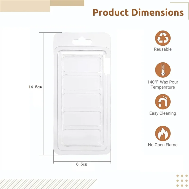 B03C-150 قطعة من حاويات تذوب الشمع، قوالب صدفي تذوب الشمع ذات 5 تجويف، قالب ذوبان الشمع البلاستيكي الفارغ لصنع الشموع بنفسك