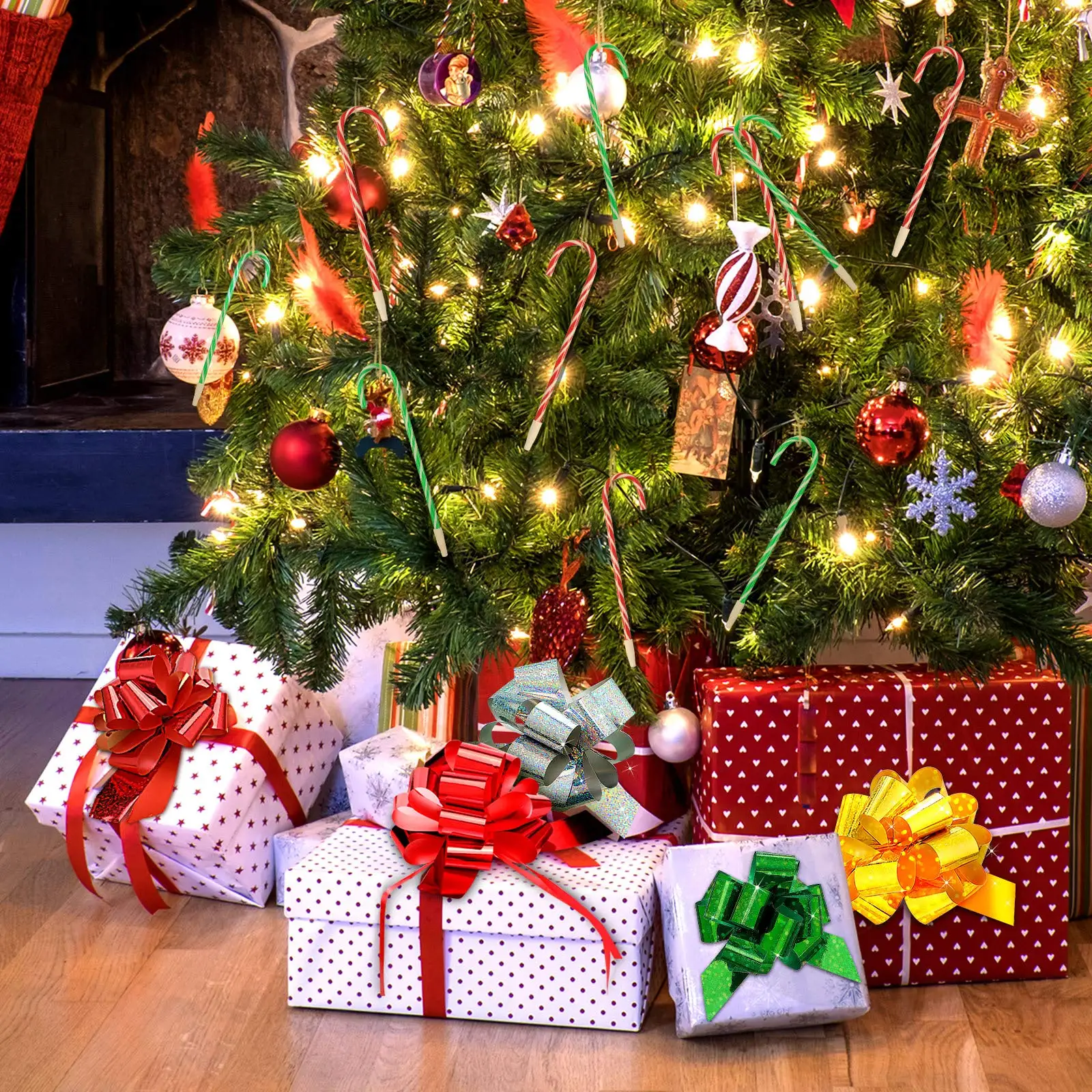 12 قطعة من أقلام حبر جاف على شكل قصب حلوى عيد الميلاد البلاستيكية هدية العيد أدوات الكتابة مجموعة اللوازم المكتبية