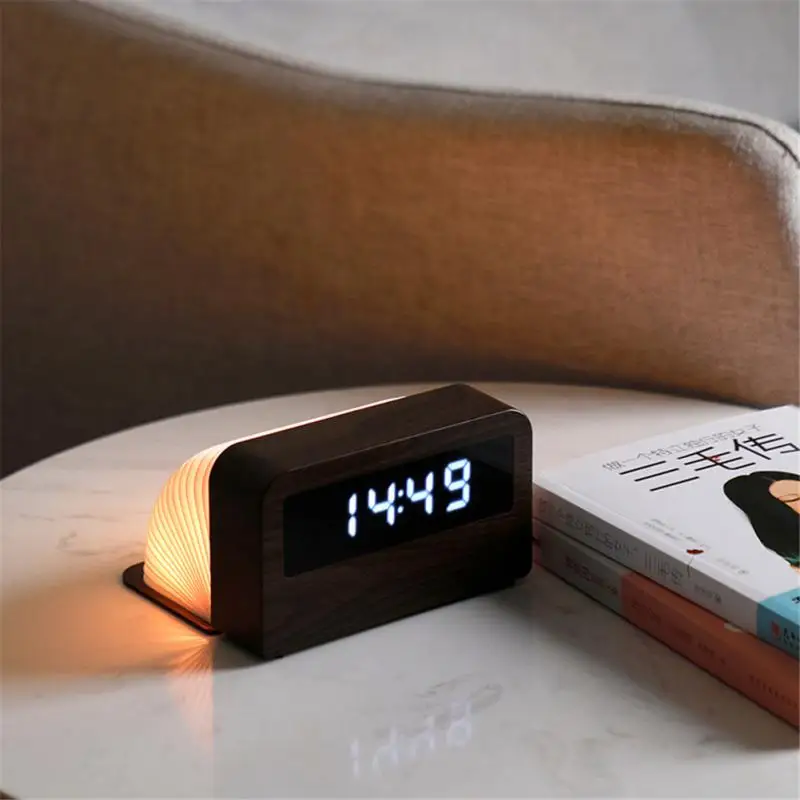 2/5PCS Hot Selling LED Digital Time Light Alarm Clock Home Night Light Colorful Gradient Desktop Small Clock