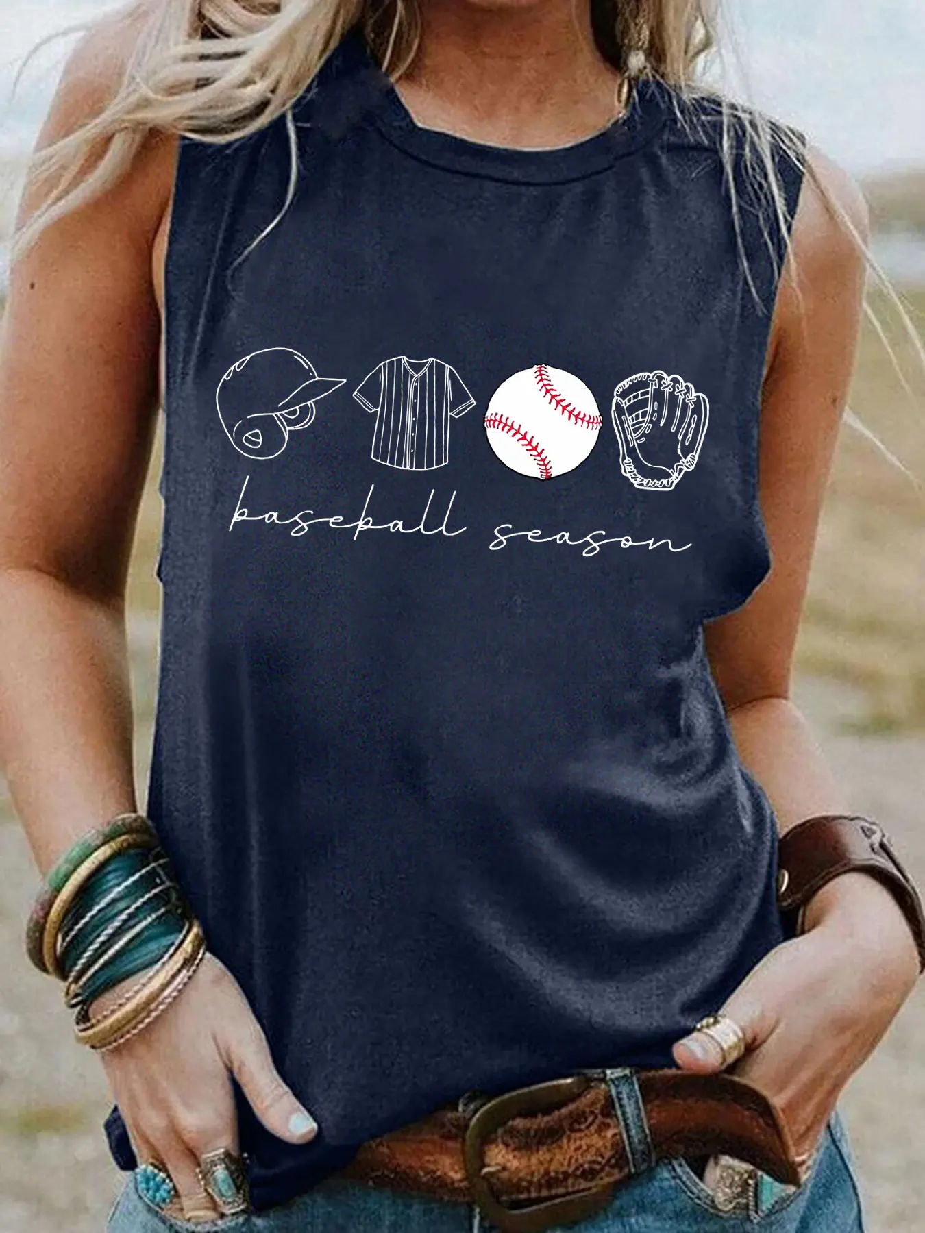 Sezon baseballowy Tank Baseball koszulka dla mamy koszulka na dzień gry damska zabawna letnia koszulka bez rękawów na co dzień prezent dla mamy