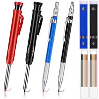 Mechanical Carpenter Pencil Set 2pcs Engineering 2.0 Pen Deep Hole Marking 4 Boxes Refills Woodworking