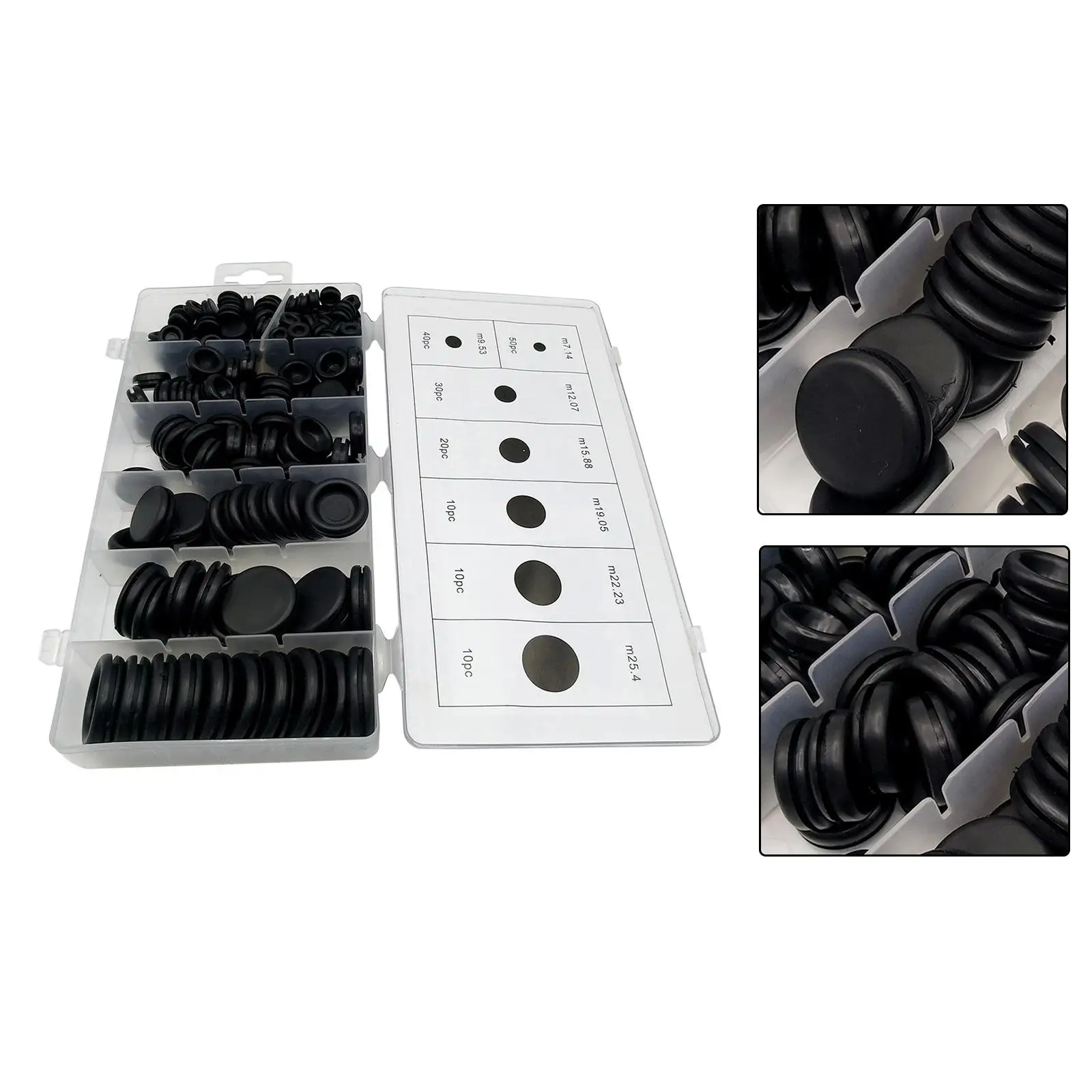 170 Pieces Rubber Grommet Kit Accessories Practical Wear Resistant Firewall Hole Plug Assortment for Decoration Professional