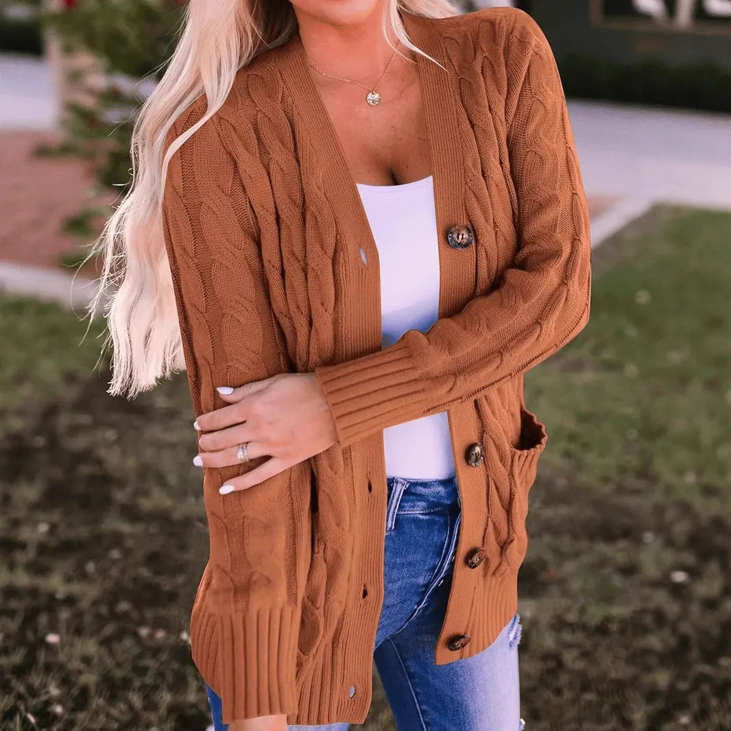 

Осень-зима 2022, универсальный кардиган на пуговицах, женский вязаный свитер на талии, куртка Chaquetas Para Mujer Elegante Sudaderas