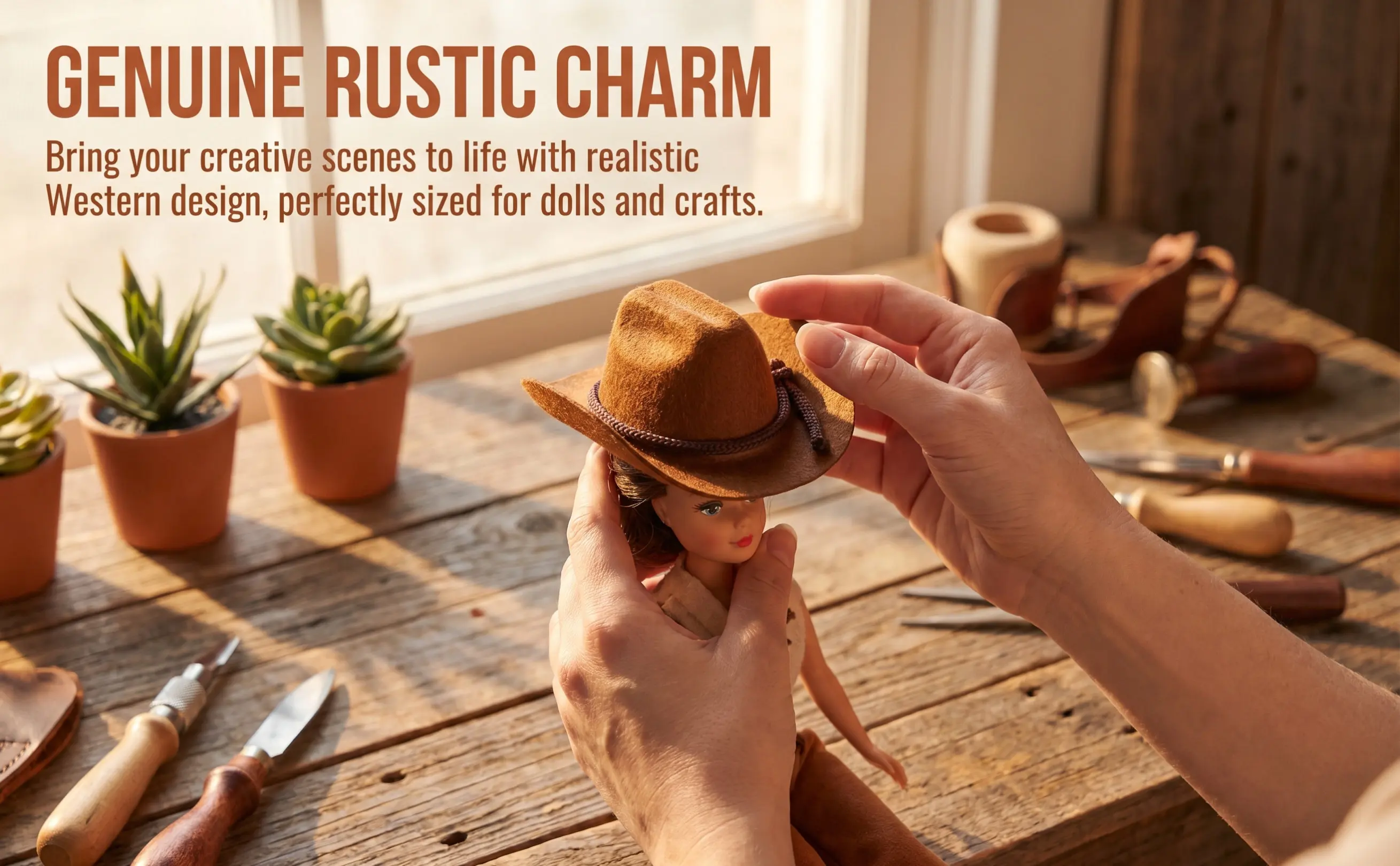 Mini Flocked Hat Western Hats for Crafts Little Cowboy Dollhouse Accessories Miniature