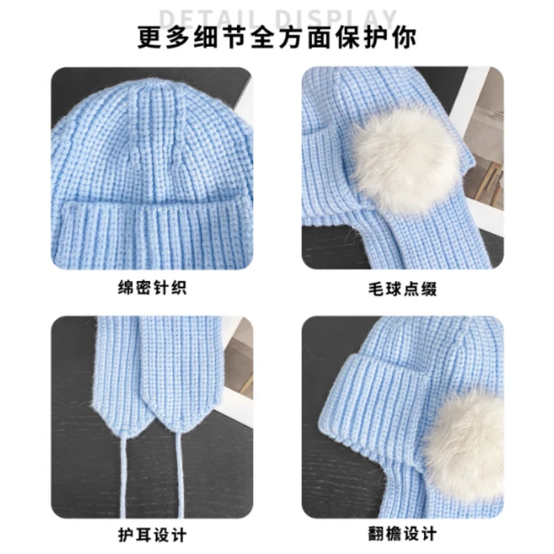 جديد بسيط بلون البلوز قبعة صغيرة محبوكة قبعات المرأة الشتاء في الهواء الطلق الدفء ومتعددة الاستخدامات حماية الأذن الطيار منفذها القبعات