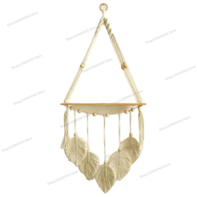 For Bohemian Hand Woven Leaves Fringed Pots Shelves Wooden Crafts