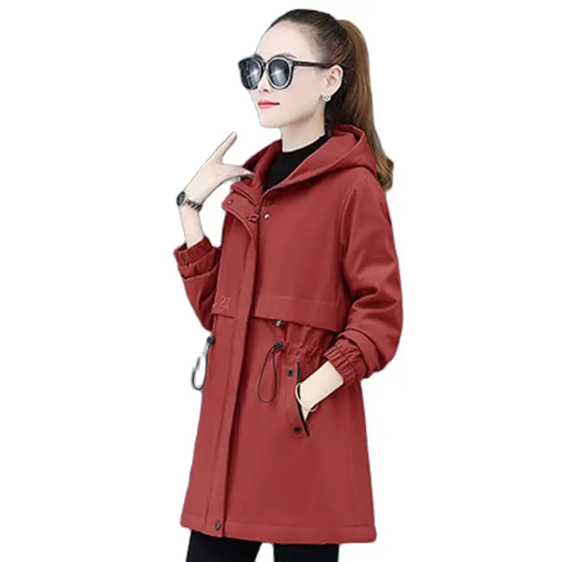 Fleece Warm Windbreaker Women's Long Autumn And Winter New Large Size Loose Korean Version Joker Slim Fashion Casual Hat Coat 5X