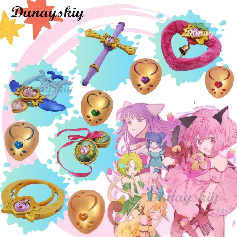 Anime Tokyo Mew Mew Momomiya Ichigo Strawberry Bell Circle Prop Cosplay Costume Cat Magical Girls JK Pink Dress  Customized