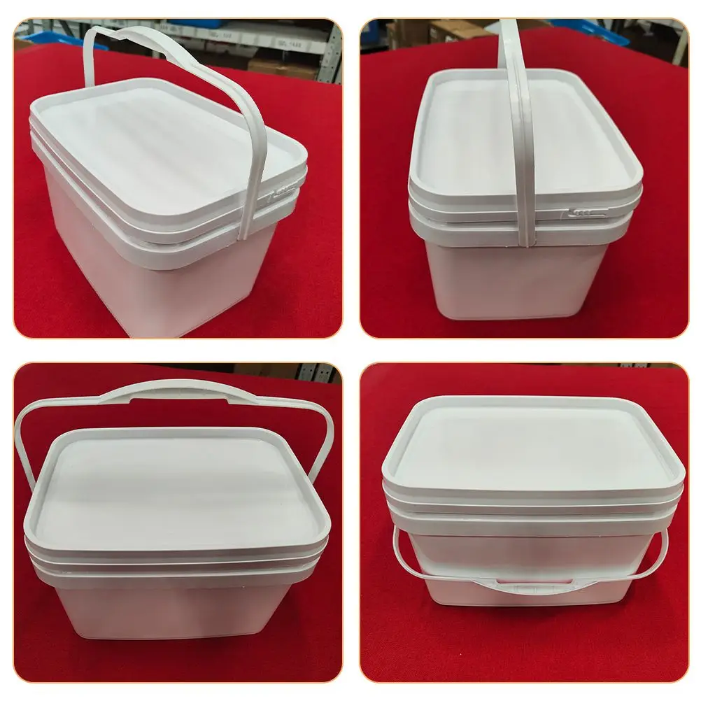 White 2.6 Gallon Paint Bucket 10L Rectangular H held Wide Mouth Container Lid for Pigment Storage Lightweight Durable PP