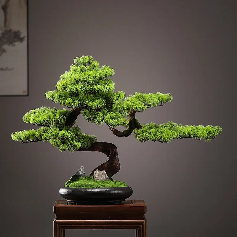xx-Artificial Solid Wood Pine Bonsai Root Carving Chinese-Style Decor for Hotel & Club Living Room Entrance Hall