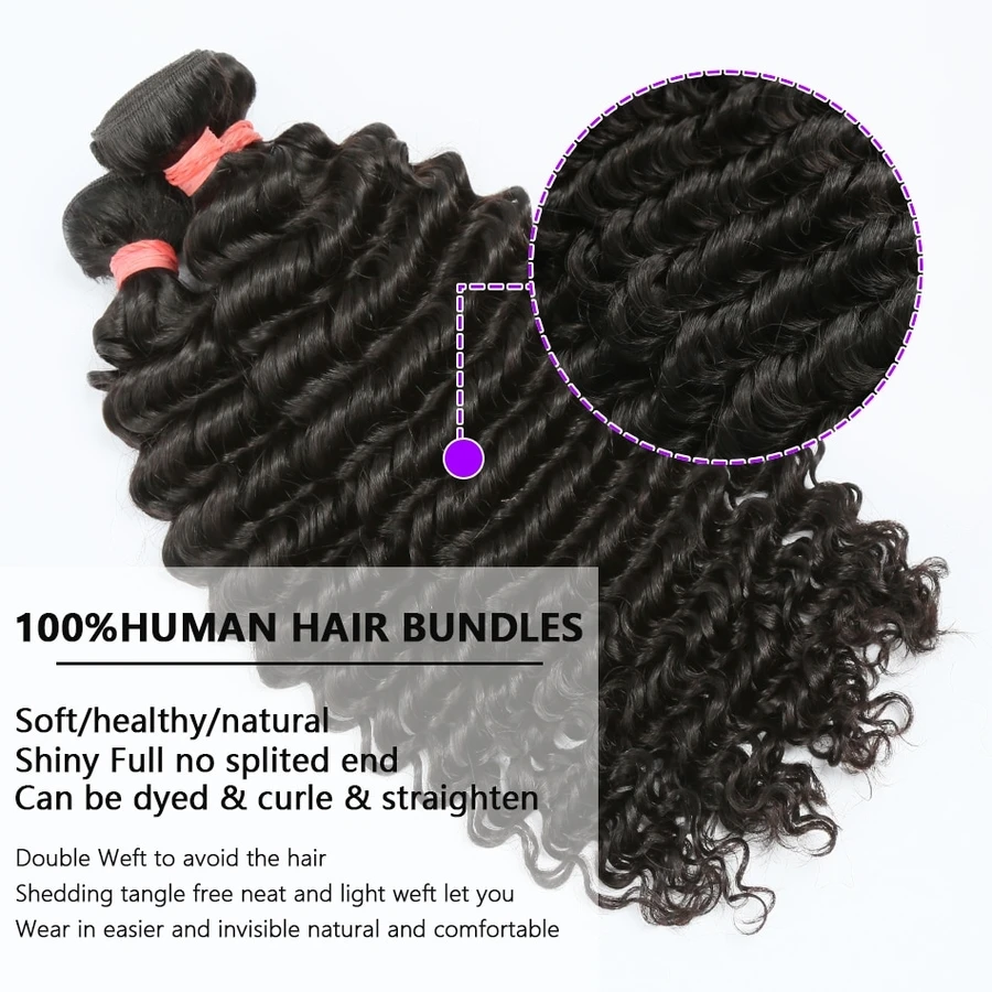 Brazilian Hair Weave Bundle Deep Wave 3 4 Bundles Curly Human Hair Bundles Raw Remy Hair Extensions 28 30 Inch Virgin Water Wave