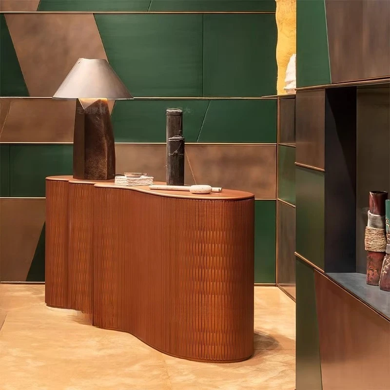 

Wave curved decorative cabinet honeycomb relief art installation locker