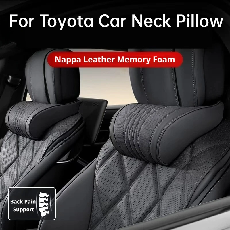 For Toyota Camry RAV4 Sienna Car Neck Pillow Memory Foam Corolla Cross Hilux Prado C-HR RAIZE Bz4x Nappa Leather Lumbar Pillow