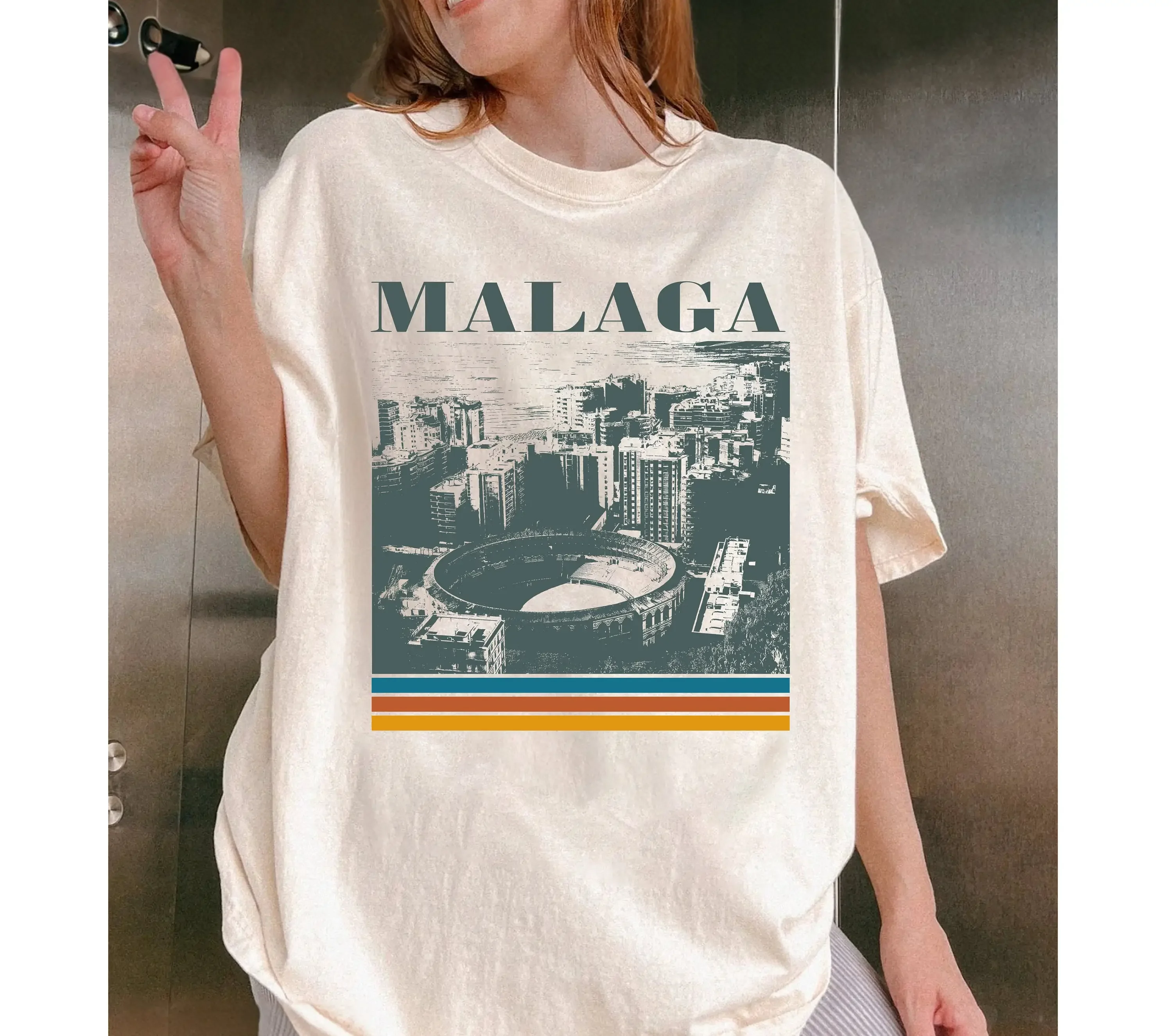 Malaga T Shirt Spain Travel Vintage Retro MinimalisT