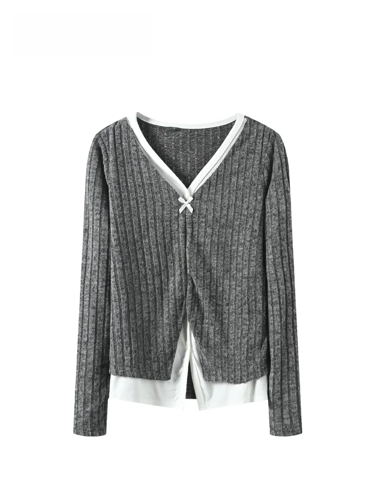 

Faionable V-Ne Long Sve Knitwear plus Size Women's Spring Slimming Sli Top Cara CLUB Big Code Knittedwear for Plum...