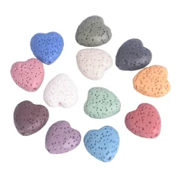 10pcs Heart Shape 14x13mm Natural Volcano Lava Stone Loose Crafts Beads For Jewelry Making DIY Crafts Earring Findings