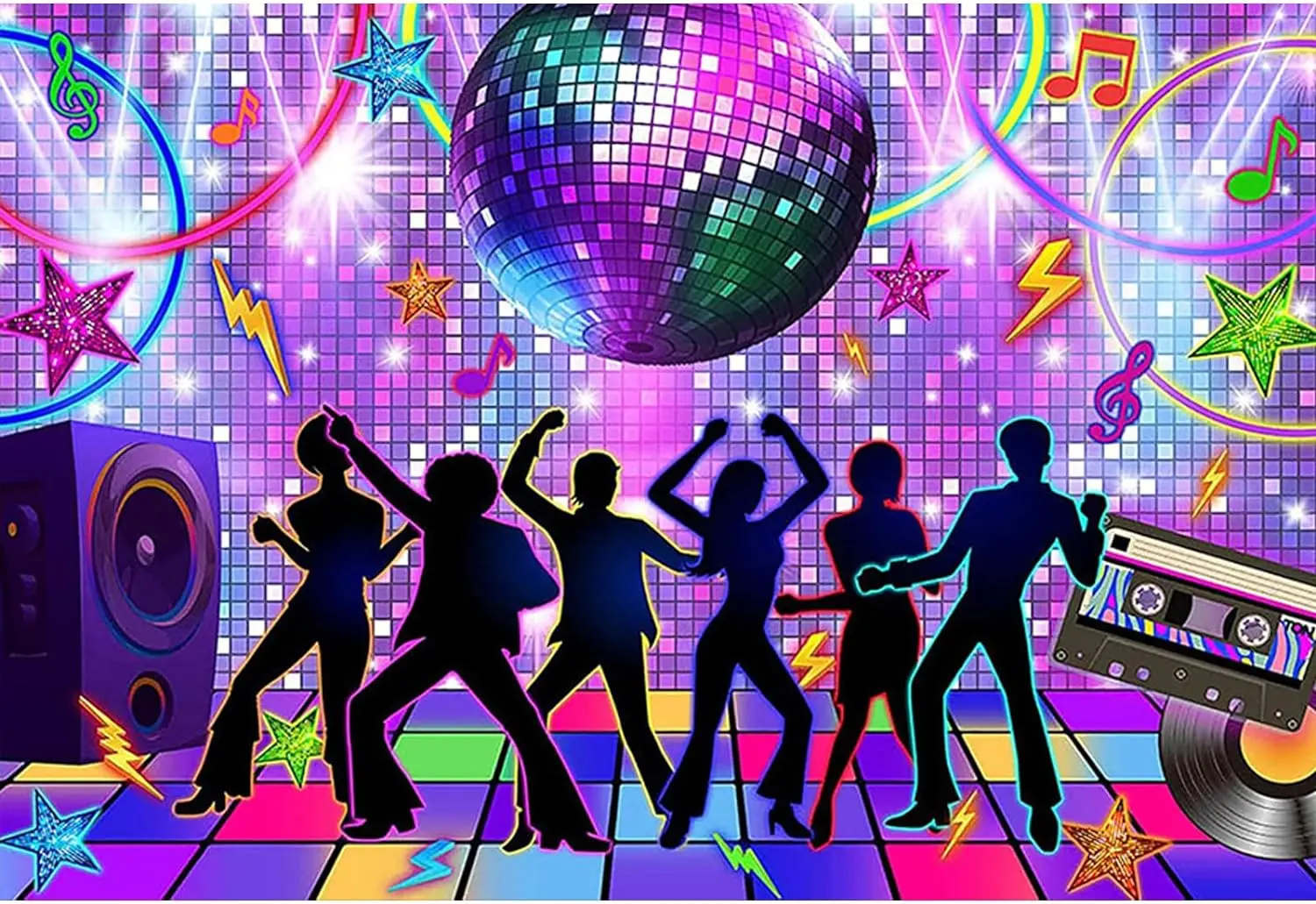 70s 80s 90s Disco Party Backdrop Retro Disco Birthday Photo Booth Background