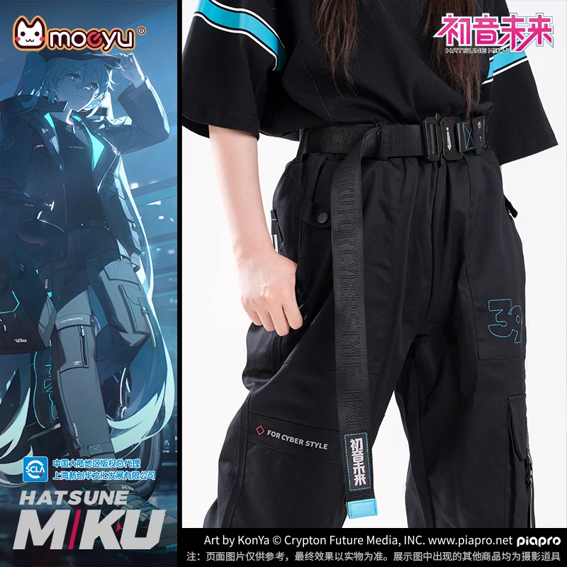 Cintos Miku ajustáveis para mulheres e homens, cintura, adereços cosplay, Moeyu Vocaloid, Hatsune Miku, 3.9x120cm, oficial