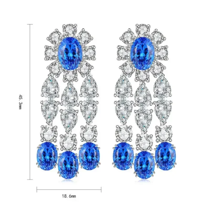 

RUIF 2024 Hot Sal Oval Shape Lab Grown Cobalt Spinel Earrings S925 Silver Jewelry Engagement Women