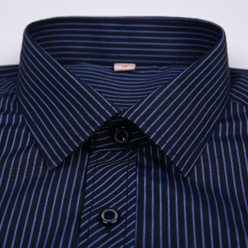 Plus Large Size 6XL 5XL 4XL Slim Fit Mens Business Casual Long Sleeved Shirt Classic Striped Male Social Dress Shirts