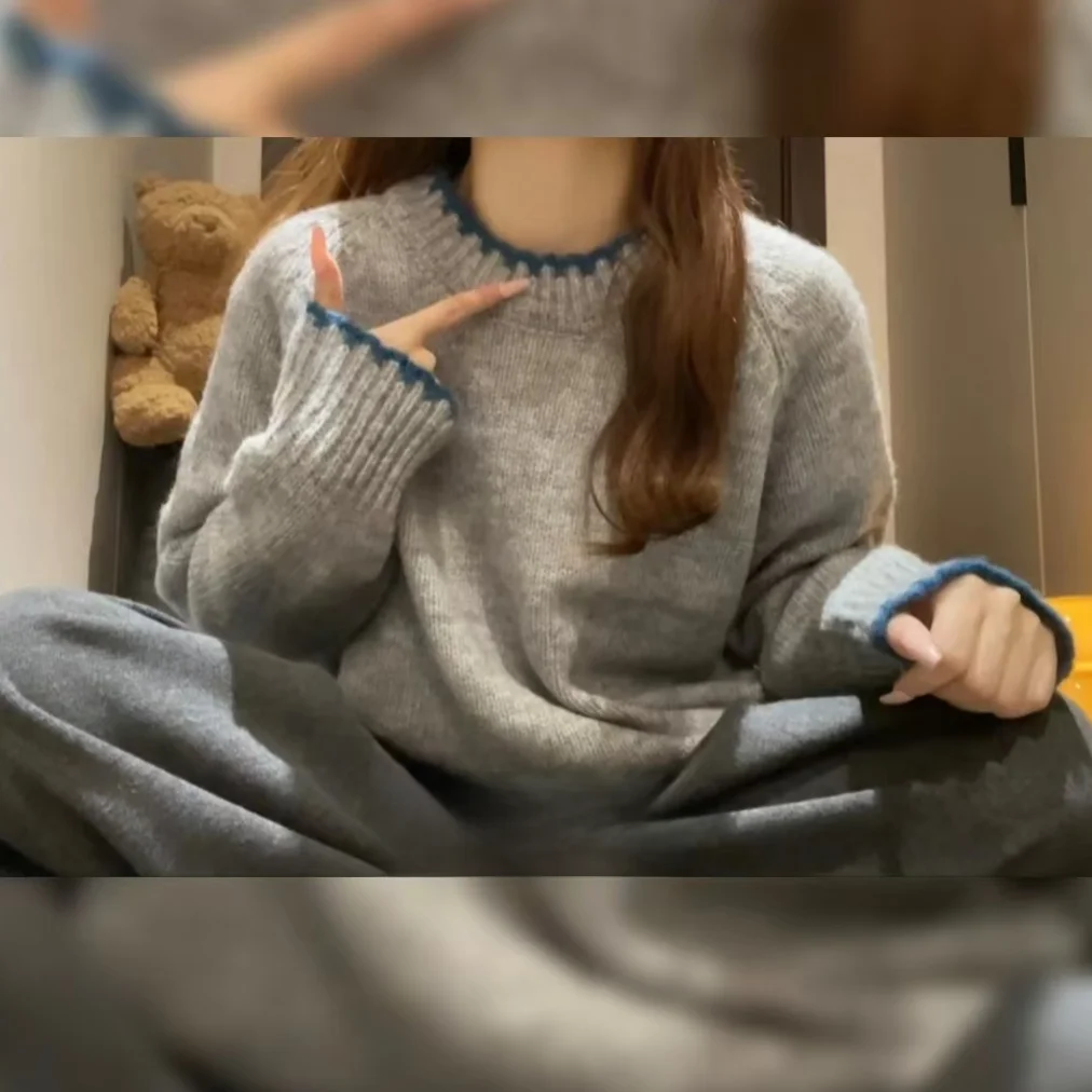 여성용 루즈 스웨터 레이지 스타일 고급스러운 느낌의 아메리칸 레트로 디자인 코트 탑 가을 겨울 2025 신상품