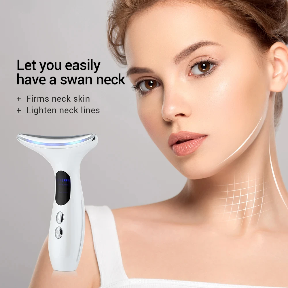 Cómodo masajeador Facial, dispositivo de belleza para rostro y cuello para el cuidado de la piel, adultos, hombres y mujeres, masajeador blanco para rostro y cuello
