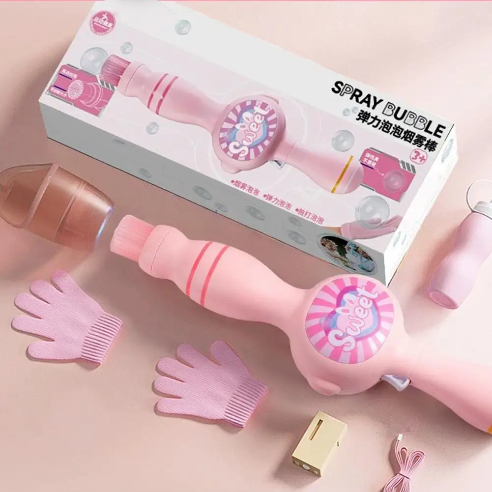 Smoke Bubble Machine Elastic Bubble Fog Wand with Magic Smoke Effect Portable Bubble Blower for Parties (Includes Water Bottles)