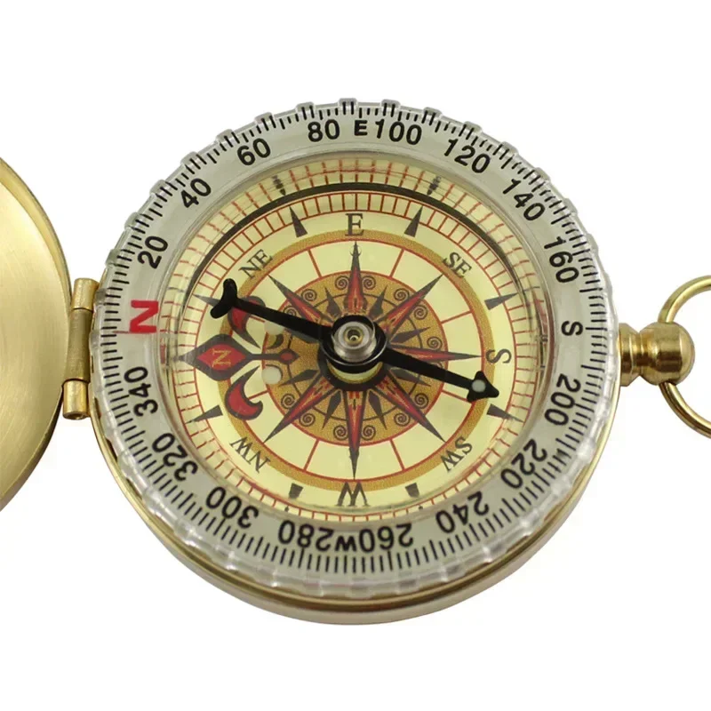Compass New Outdoor Camping Hiking Portable Pocket Brass Gold Color Copper Compass Navigation with Noctilucence Display image 2