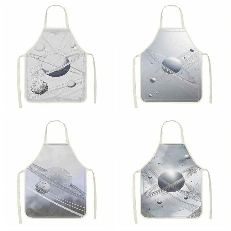 

Фартук с космической тематикой. Льняной фартук, подходящий для приготовления пищи на кухне, общения родителей и детей, рисования и других занятий.