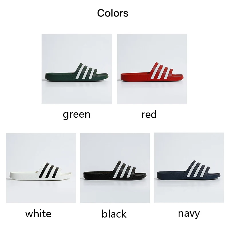 Stripe Sport Slippers Thick Sole Soft EVA Indoor Bathroom Slides Sandals Casual Beach Unisex Platform Men Women Home Shoes Large