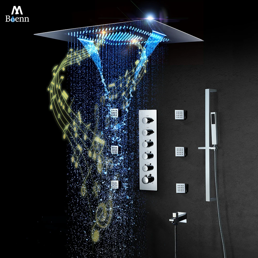 2024 New Large Multifunctional Luxury Shower System Embeded Rain Smart Showers Villa Bathroom Shower Faucet Set Thermostat Mixer