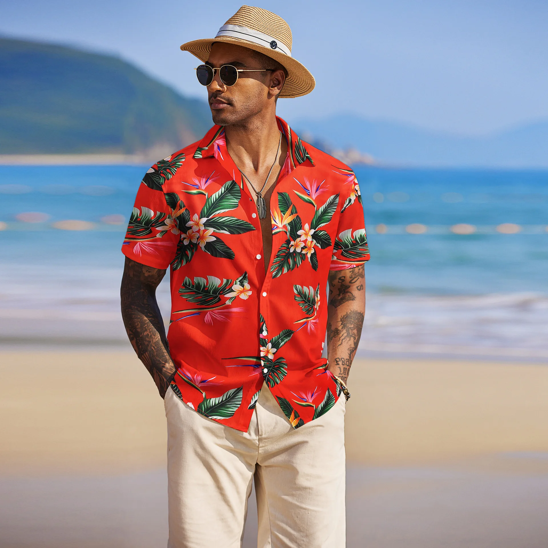 

Европейские и американские мужские рубашки с лацканами и короткими рукавами, свободные новые модели