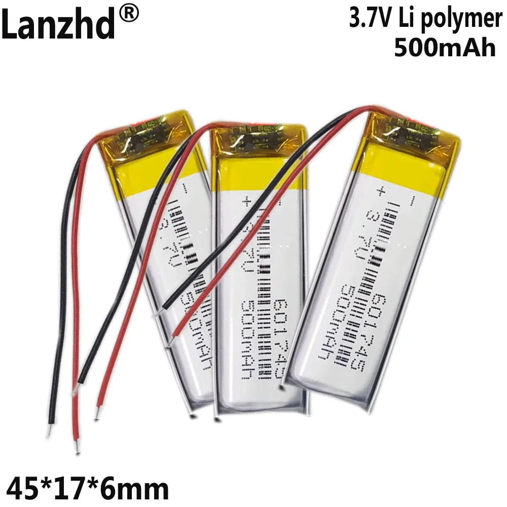 3.7V 500mAh 601745 Rechargeable Li-Polymer Li Lithium Lipo Battery For MP3 Music Player GPS Sat Nav Car Camera Bluetooth Speaker