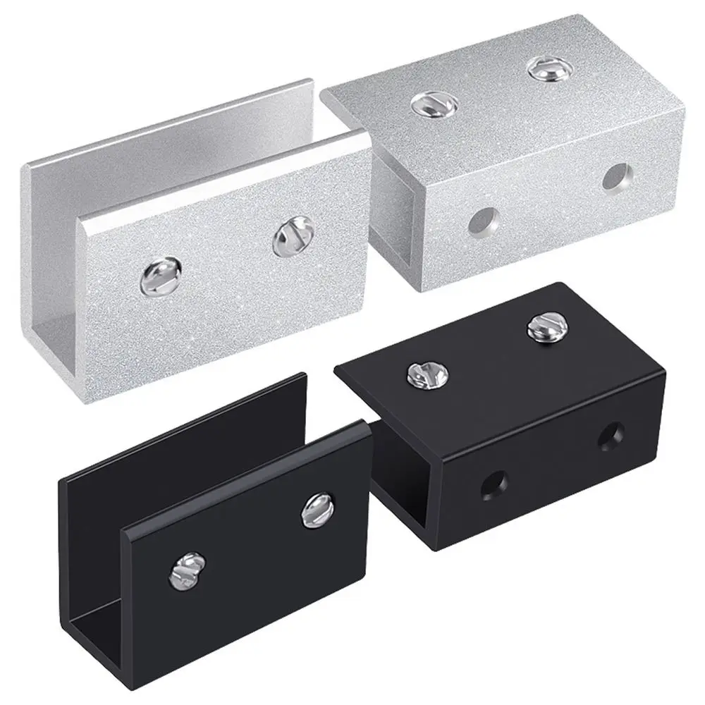 Aluminum Alloy Glass Door Clamp Wall Mount Bracket Glass Shelf Holder Furniture Accessories Multifunctional Cabinet Door Clip