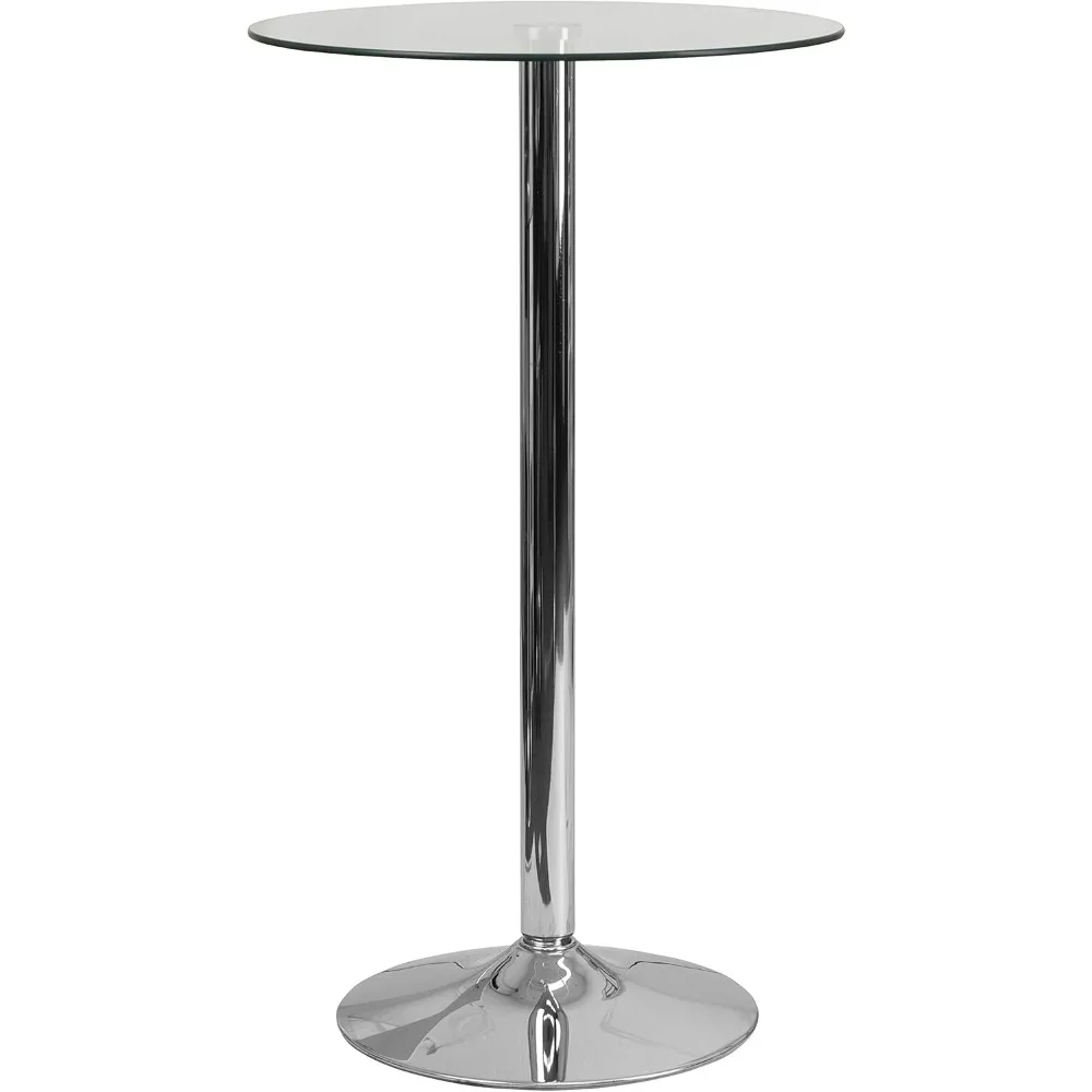 

Kenneth Commercial 23.5" Round Tempered Glass Table with 35.5"H Chrome Base