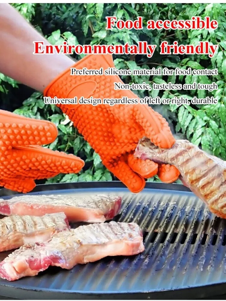 145g non-slip silicone gloves microwave oven applicable anti-scald heat insulation heat-resistant silicone five-finger gloves