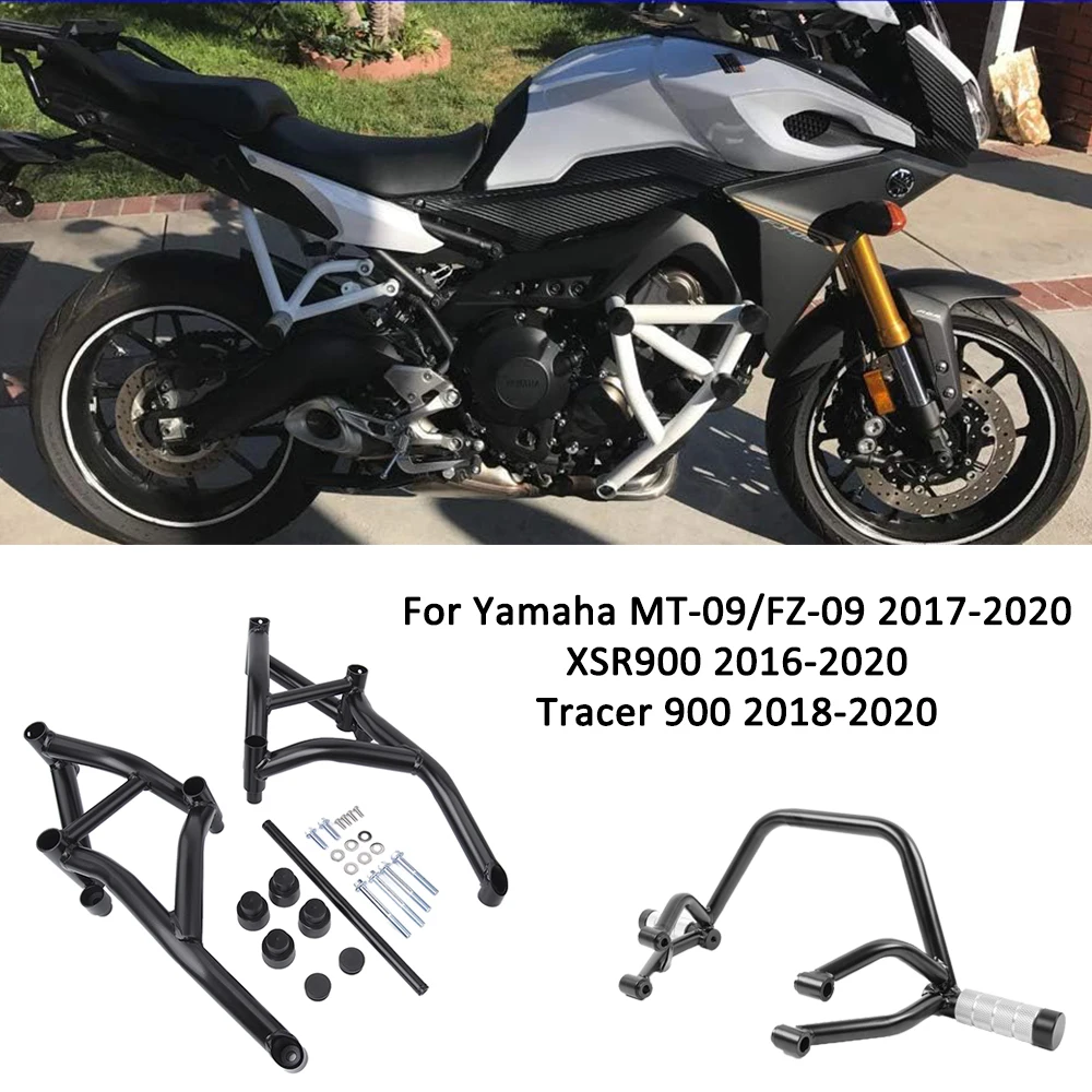 for Yamaha MT-09 FZ-09 2017 2018 2019 2020 Stunt Cage Engine Guard Crash Bar Bumper For MT09 MT FZ 09 XSR Tracer 900 Accessories