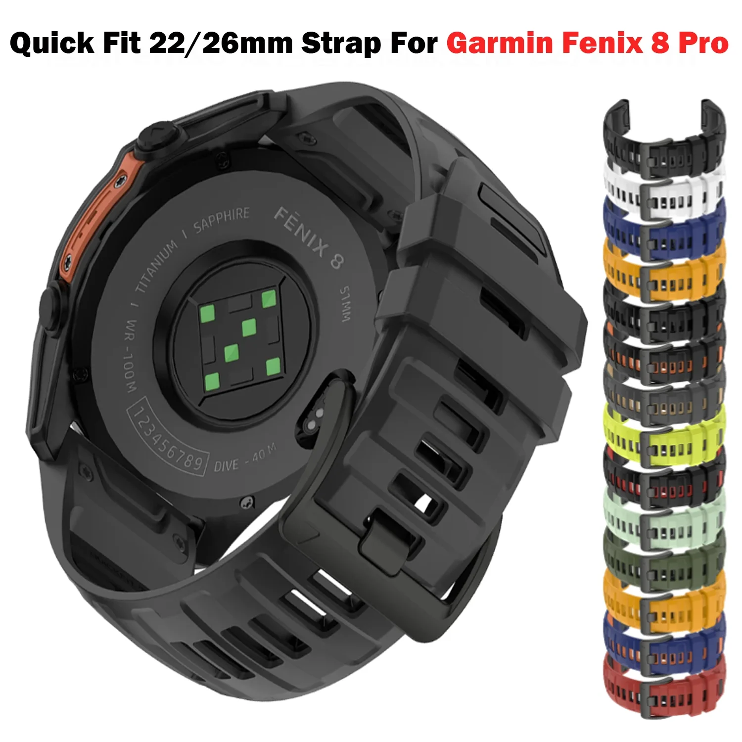 22mm/26mm Uhrenarmband für Garmin Fenix 7X Fenix 8 Pro 51mm 47mm Sportarmband Tactix8/Instinct 3 QuickFit Silikonarmband