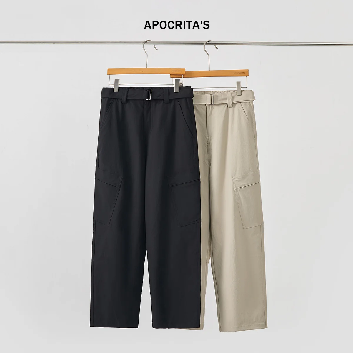 

Men's Casual Pants Straight Leg Loose Fit Workwear Trousers Trendy Versatile Belted Autumn Faion Street Sle Mixed Fabric