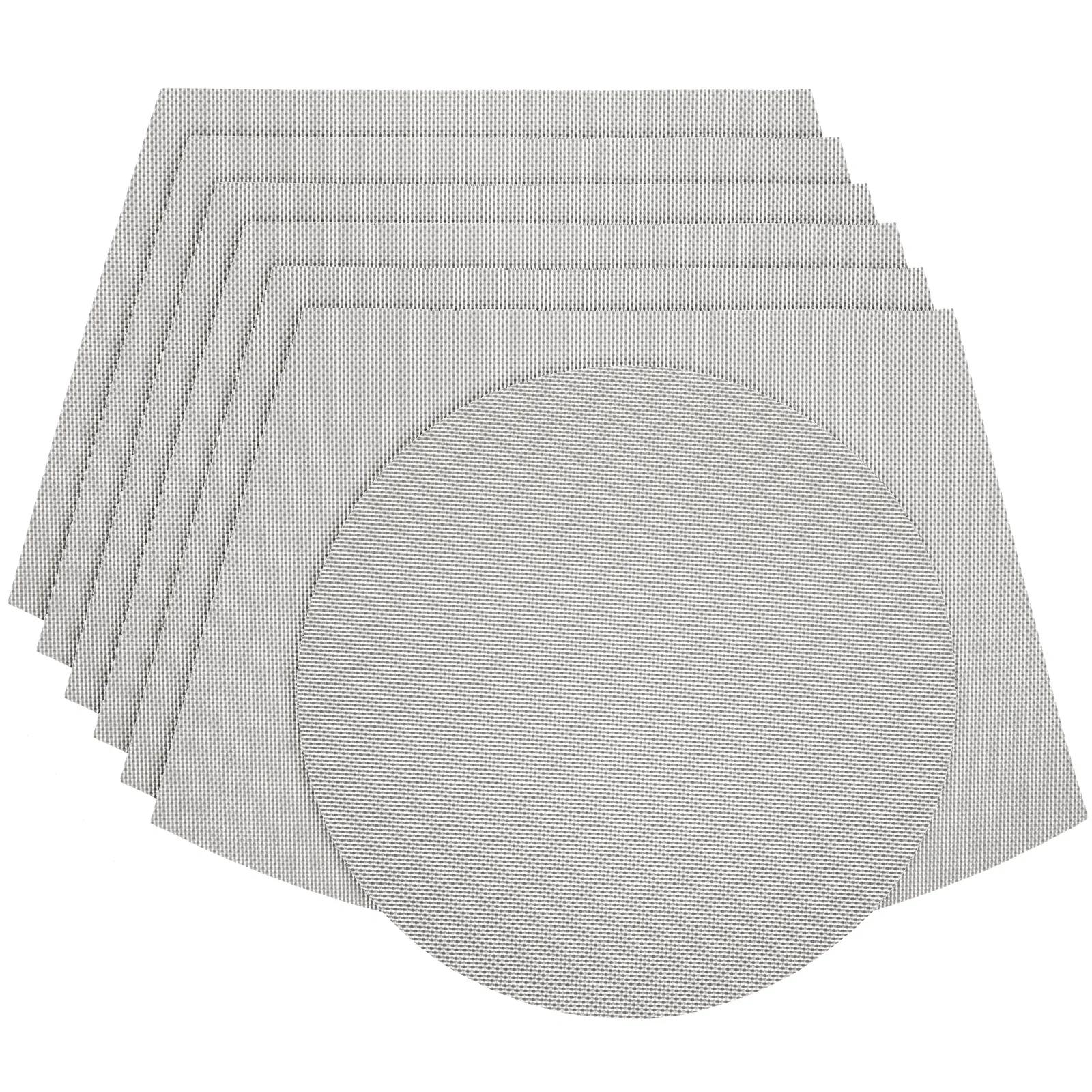 

7Pcs PVC Placemats Set Scalloped Edge Insulated Heat Pad Washable Dining Table Mats Round Plate Mat Christmas Home Decor