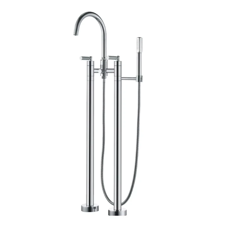 

Double Hole Bathtub Installed Chrome Brass Bathtub Shower Faucet Hot and Cold Water Double Handle Jacuzzi Faucet